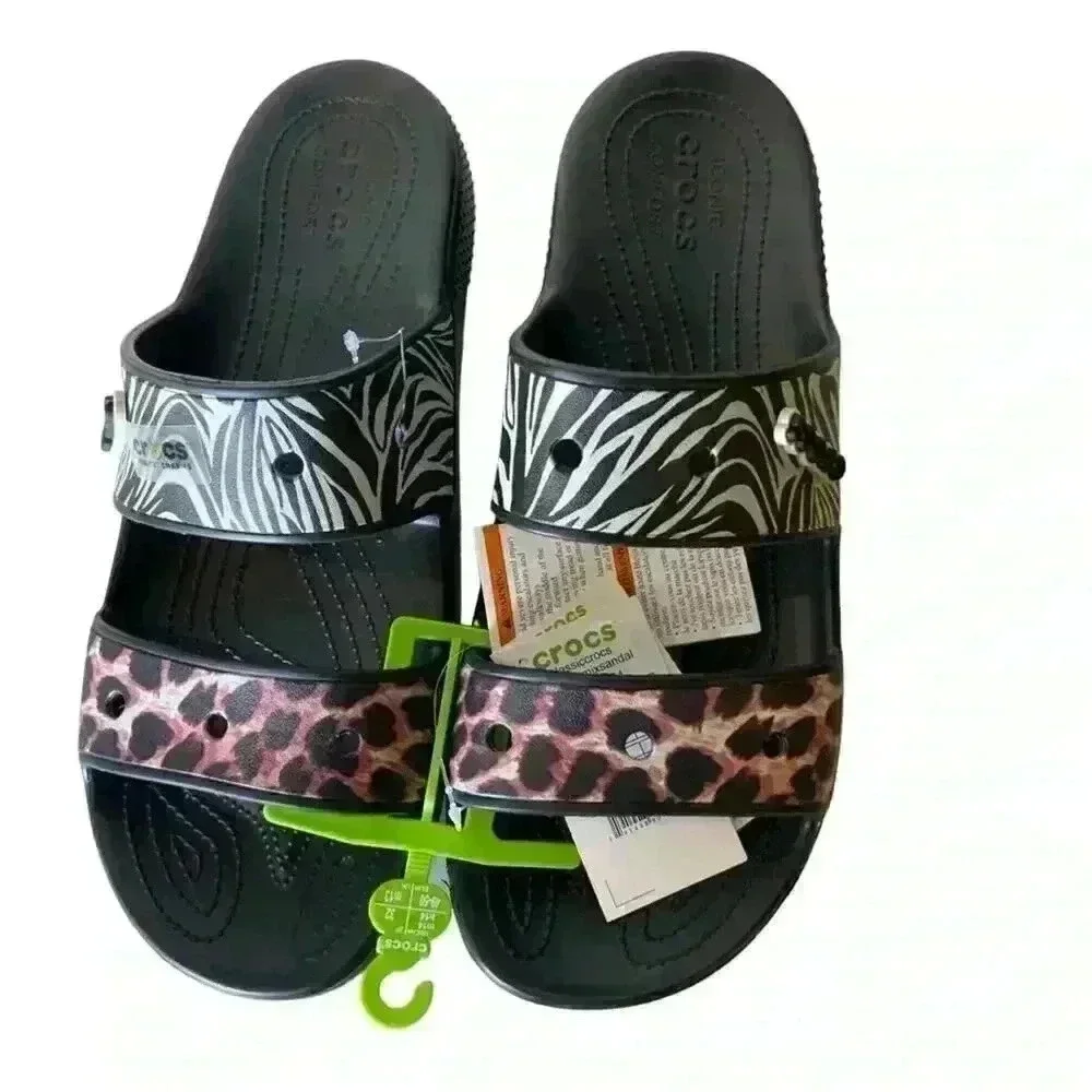 Crocs Classic Animal Remix Two-Strap Slide Sandals Men's Size 14 Shoes NEW